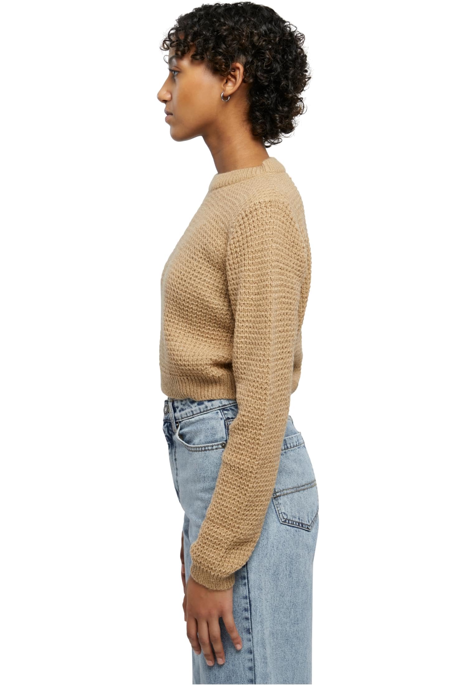 Urban Classics Women's Short Waffle Knit Sweater - Soft Casual Pullover for Women - Perfect for Fall Layering, Coffee Dates & Weekend Outings