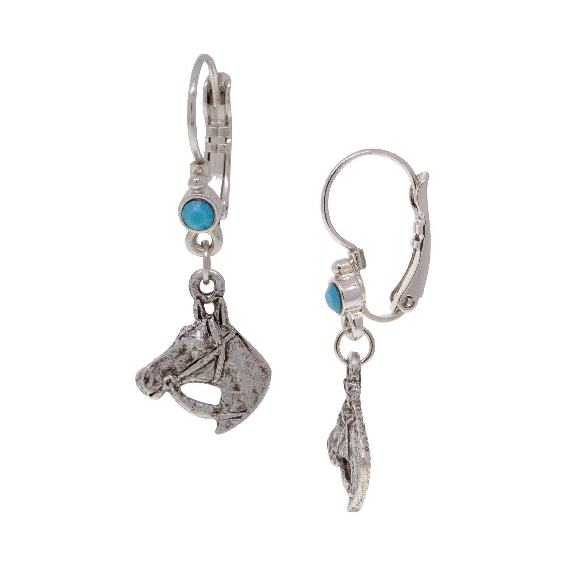 1928 Vintage Horse Bridle Round Turquoise Crystal Dangling Earrings for Women - Boho Western Style Jewelry for Parties, Weddings & Everyday Wear