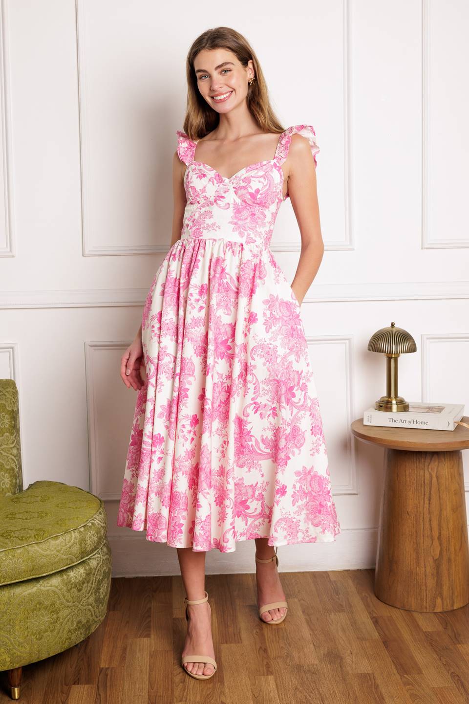 Stylish Pink Midi Dress for Women - Perfect for Brunch, Shopping & Casual Outings