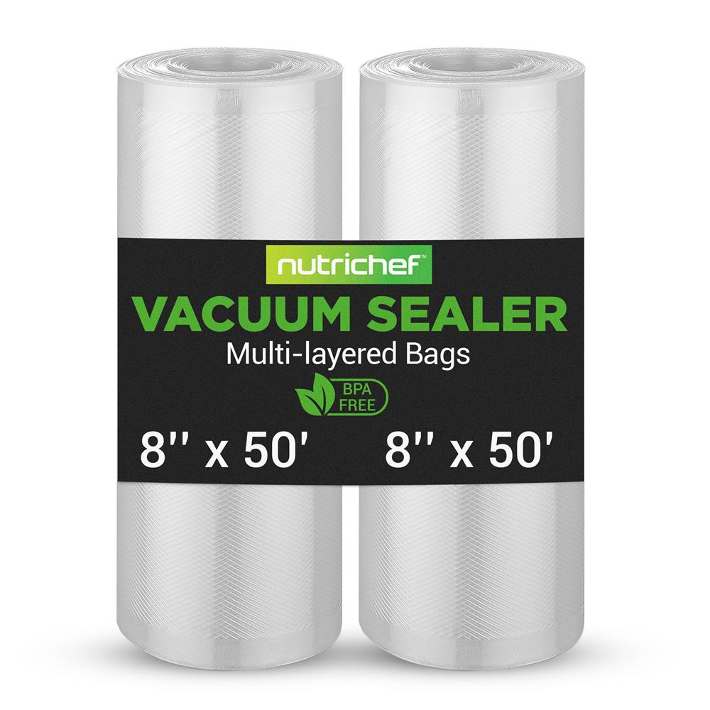 Nutrichef Premium Vacuum Sealer Bags - 100 Count, BPA Free Food Storage Bags for Sous Vide, Meal Prep & Freezer Organization | Compatible with Most Vacuum Sealers | Keep Food Fresh Longer