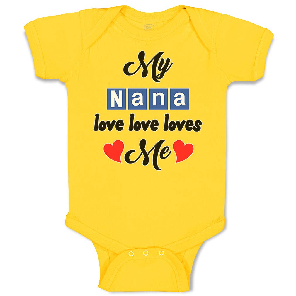 Cute Rascals Baby Bodysuit - My Nana Loves Me - Grandmother & Grandma Style Outfit for Boys & Girls - Funny Cotton Onesie in Yellow Zest Design - Perfect for Newborns - Great for Family Photos, Grandparent Visits & Special Occasions