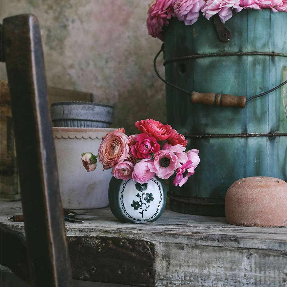 Hand Painted Porcelain Vase - Elegant Floral Forest Design - Perfect for Home Decor, Wedding Centerpiece & Gift Giving