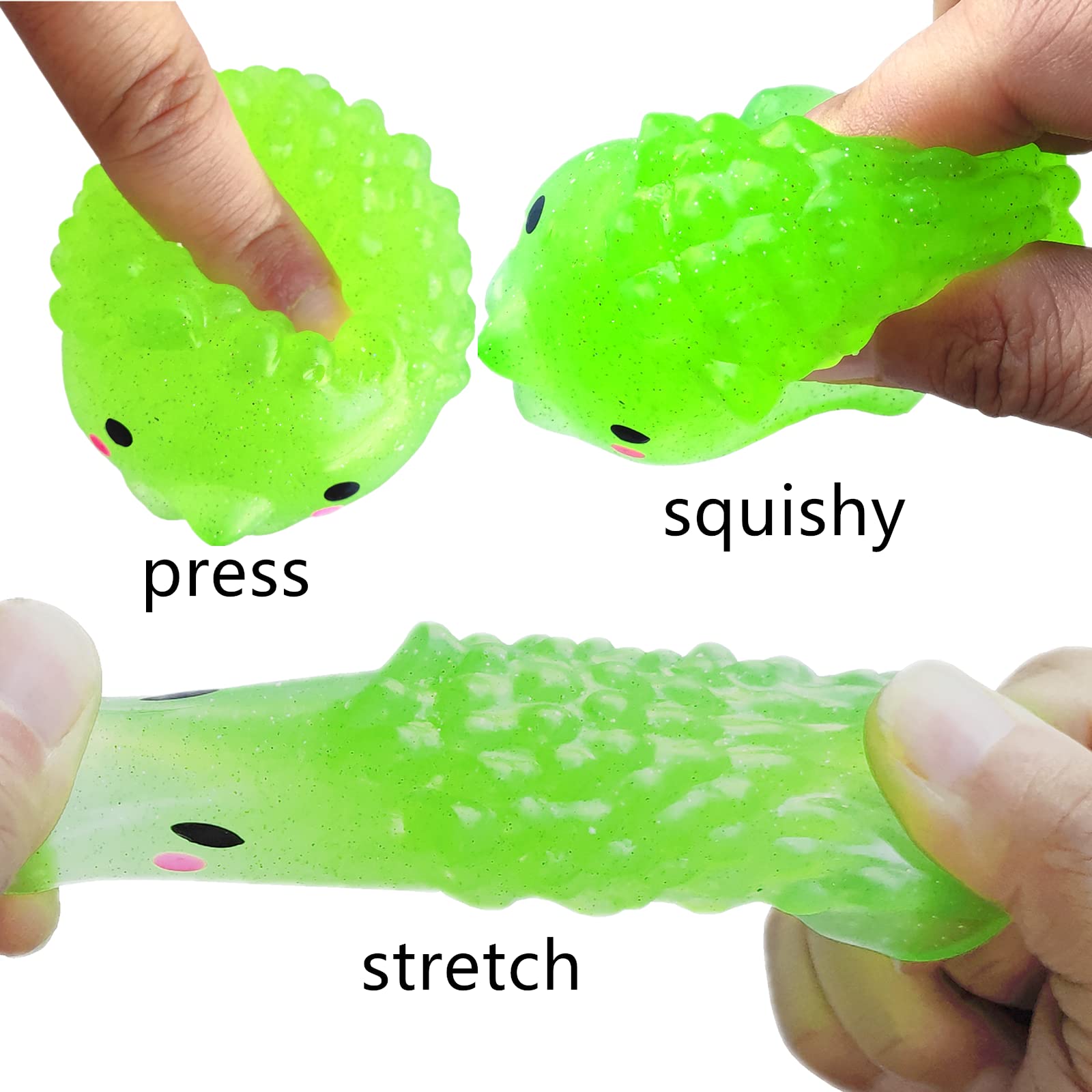 8-Piece Jumbo Glitter Mochi Squishy Toys - Stress Relief Animal Squishies for Kids Party Favors & Sensory Play | Perfect for Birthday Gifts, Classroom Rewards, and Anxiety Relief