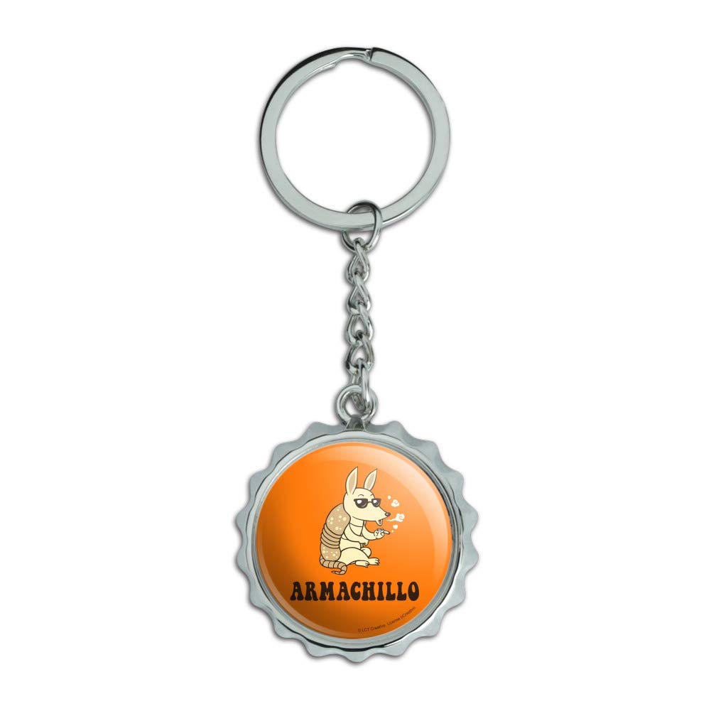 Armachillo Armadillo Keychain - Funny Humor Chrome Plated Metal Bottle Opener for Beer & Soda - Perfect for Parties, Gifts & Outdoor Adventures
