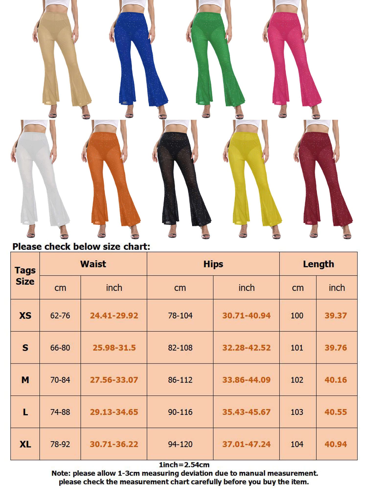 Sexy Dance Women Trousers Elastic Waist Solid Color Flared Pants High Stretch Bell Bottoms for Yoga, Party, Festival & Holiday Wear