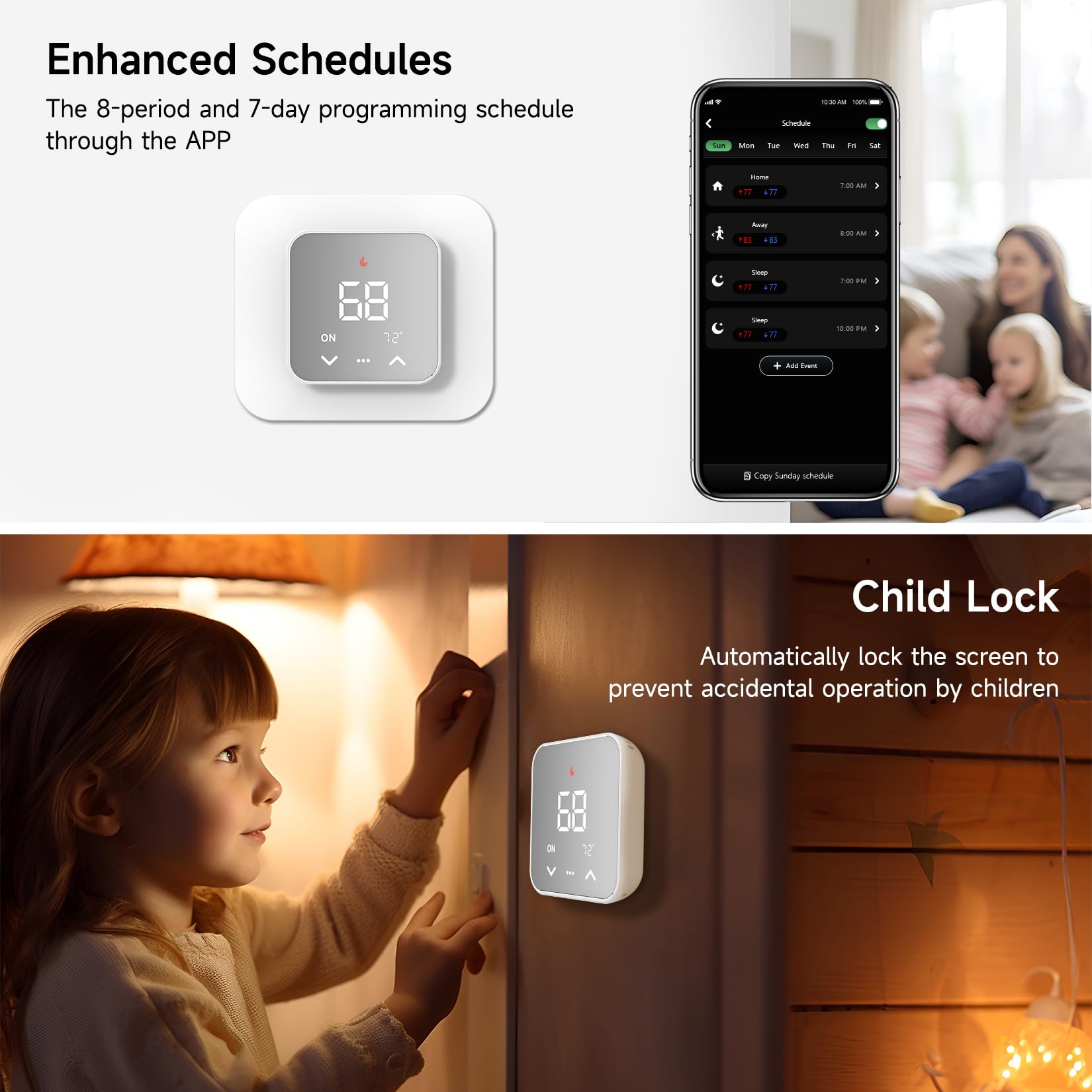 Smart WiFi Thermostat for Home - Programmable Thermostat Compatible with Alexa & Google Assistant, Works with Tuya/Smart Life App, C-Wire Required, Energy Efficient - Perfect for Smart Home Automation & Remote Temperature Control