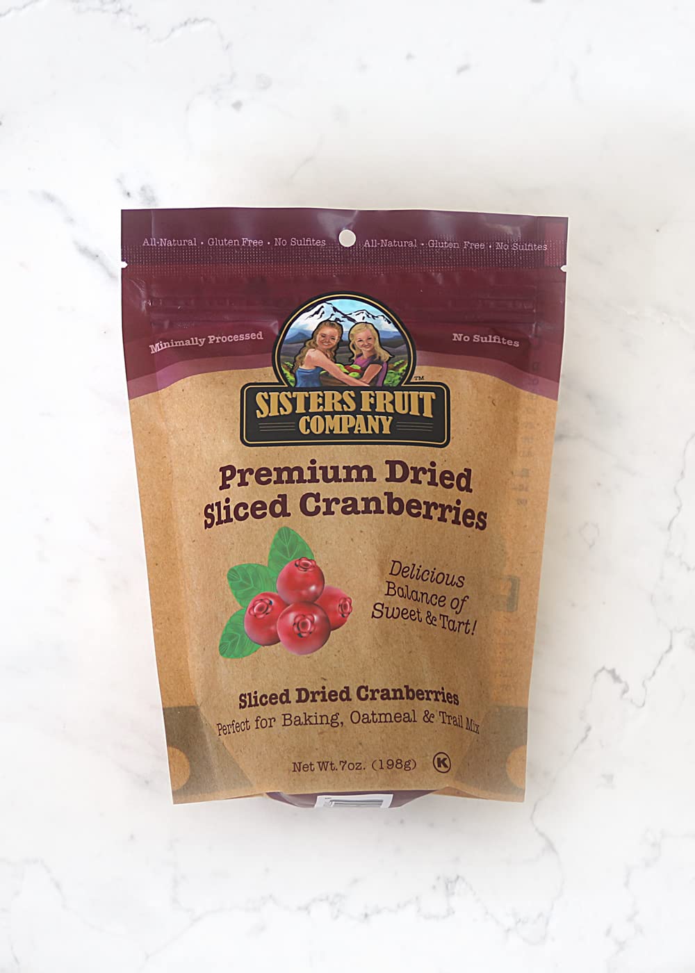 Premium Dried Sliced Cranberries by Sisters Fruit Company - 3 Pack (7oz Each) | Healthy Snack for Baking, Salads & Trail Mix | Non-GMO, No Sugar Added