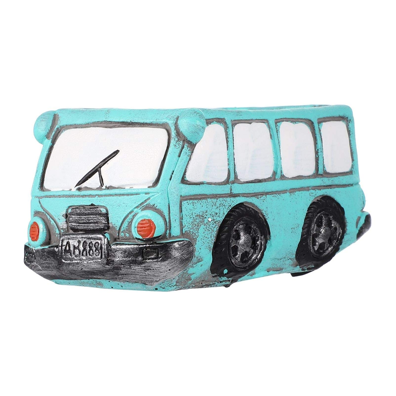 Vintage Blue Ceramic Flower Pot for Succulents & Cacti - Retro Creative Car Design Indoor/Outdoor Garden Planter, Perfect for Desk Decor, Office Plants & Home Gardening Gifts