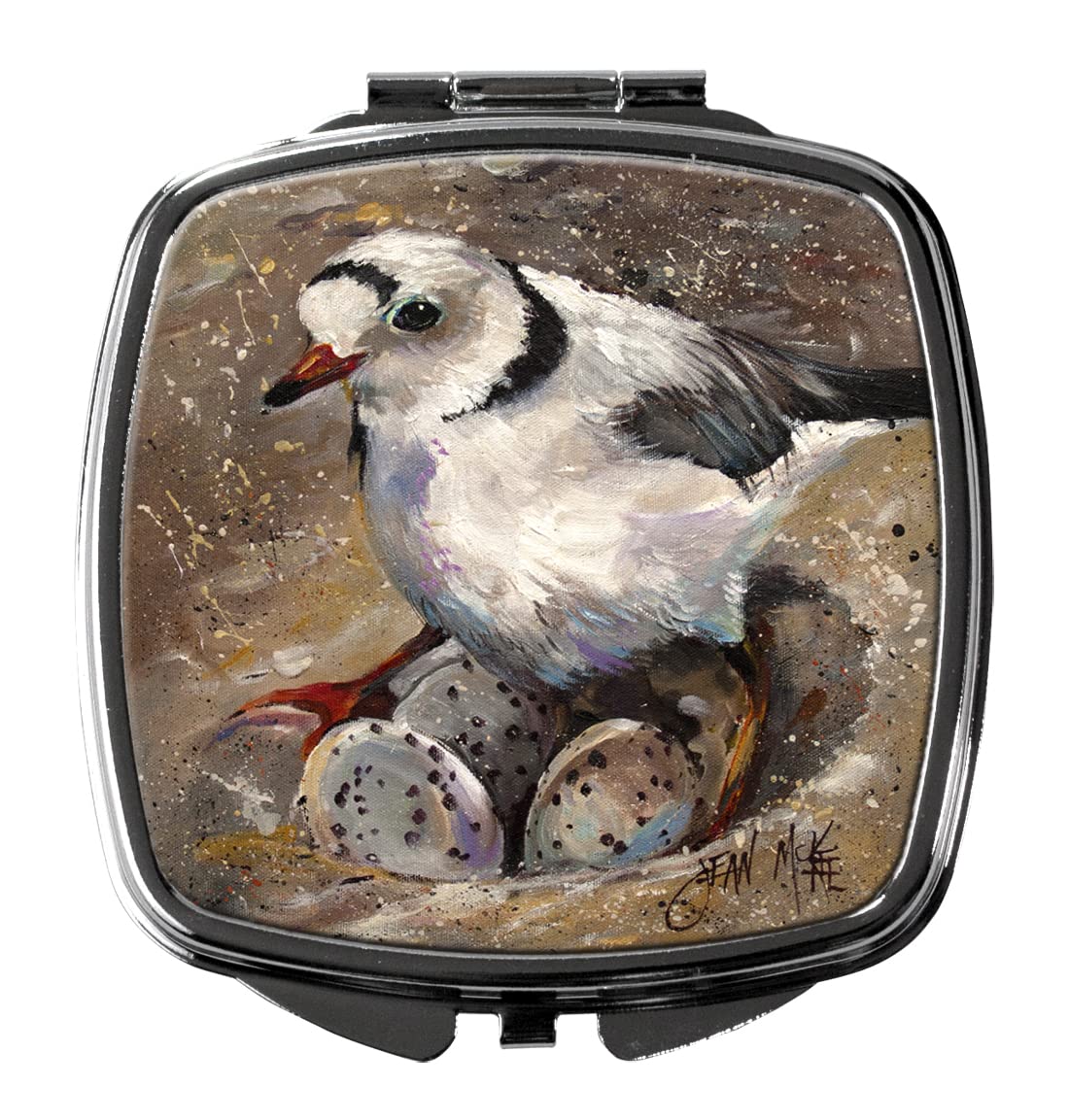 Piping Plover Compact Mirror - Decorative Travel Makeup Mirror for Women & Girls | Folding Handheld Pocket Mirror | Perfect Gift for Her | Ideal for Travel, Purse & Everyday Use
