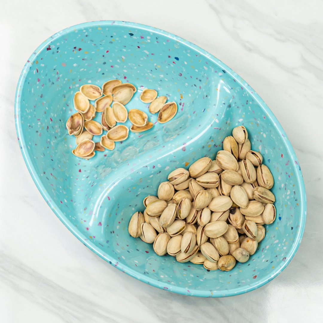 2-Piece Confetti Divided Serving Dish Set - Green - Perfect for Party Snacks, Appetizers & Desserts