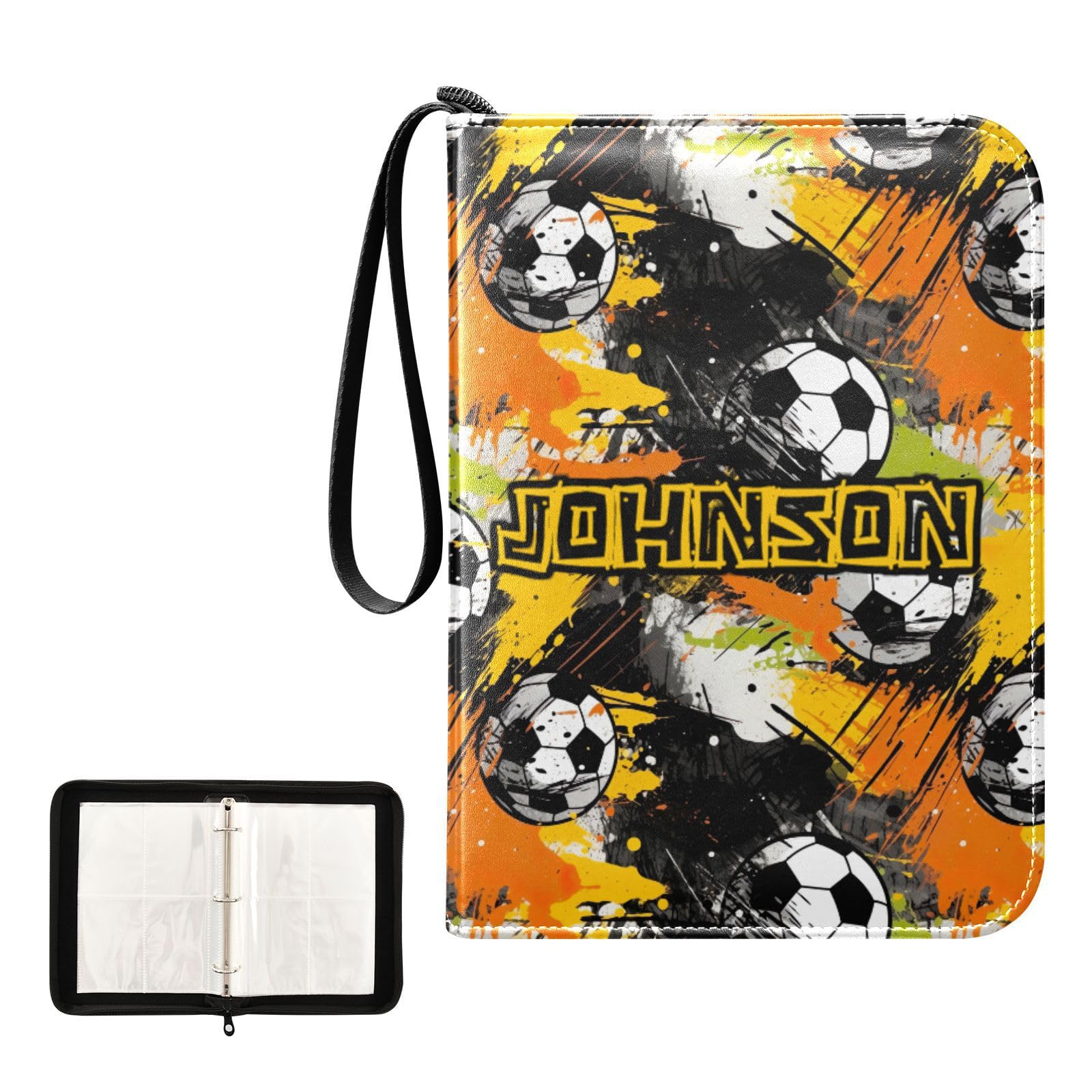 Custom Orange Soccer Football Trading Card Binder - Holds 400 Sports Cards | Personalized Baseball & Soccer Card Album Organizer | Perfect for Collectors & Card Storage