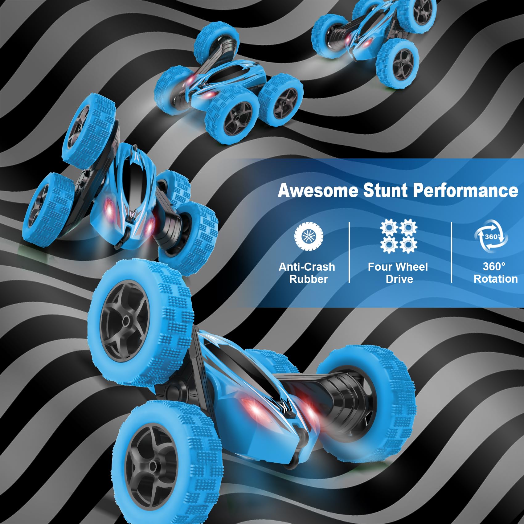 **2.4GHz Fast 4WD Remote Control Car - 360° Rotating Monster Truck Toy for Kids Ages 5-13, RC Cars for Boys & Girls - Perfect for Indoor & Outdoor Play, Birthday Gifts, and Racing Fun**