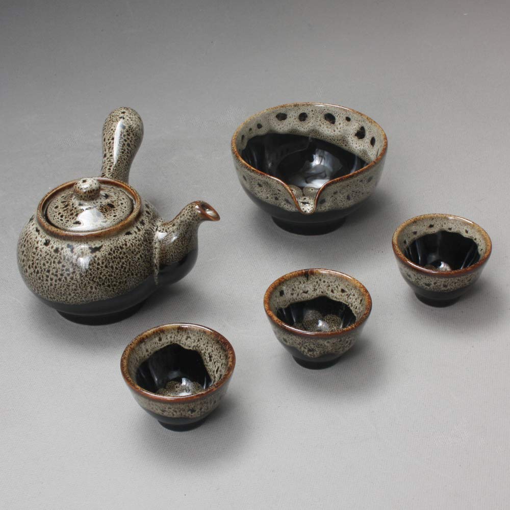 Korean Style Porcelain Tea Ceremony Set - 11.8oz (350ml) Side Handle Teapot with Cups, Pitcher & Cooling Bowl - Traditional Ceramic Tea Gift Set for Home, Office & Zen Meditation