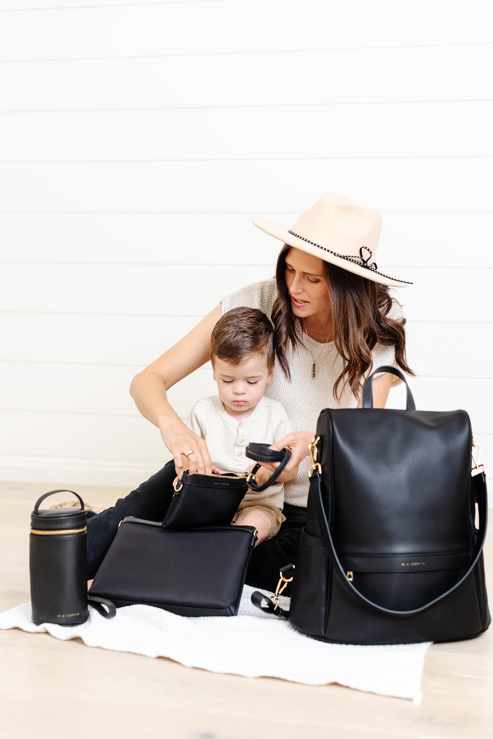 Premium Leather Diaper Bag Backpack with USB Charging Port, Insulated Bottle Pockets & Stroller Straps - Large Travel Baby Changing Bag with Removable Pad (Black) - Perfect for New Parents, Daycare & Family Outings