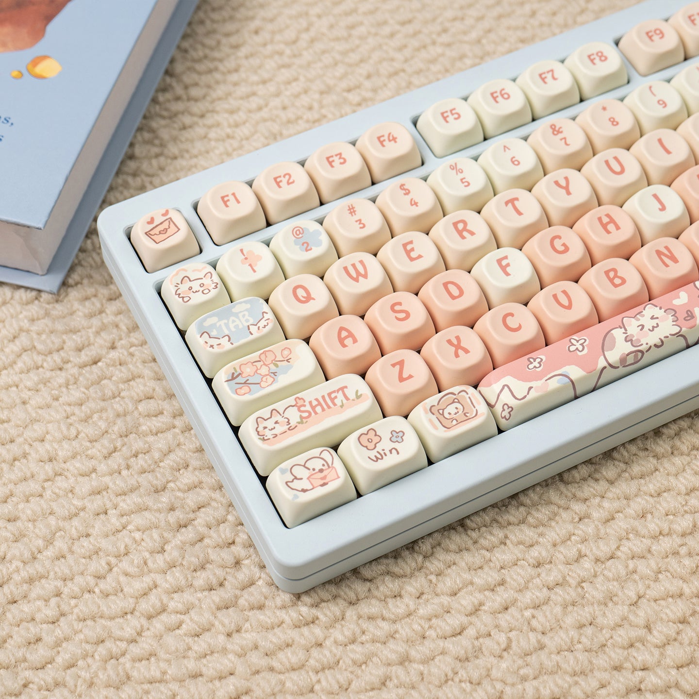 MOA Height Strawberry Kitten Magnetic Axis Mechanical Keyboard Keycap - PBT Dye-Sublimation Custom Keycaps for Gaming, Typing & Office Work