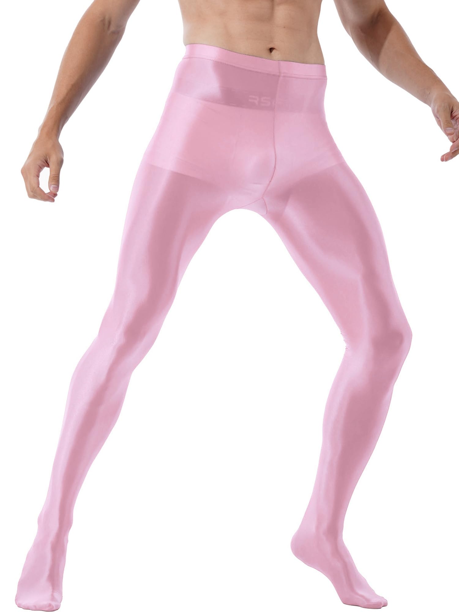 iiniim Men's Ultra Shiny Oil Glossy Pantyhose - High Elastic Opaque Tights & Stockings for Cosplay, Dance, Fashion & Night Out