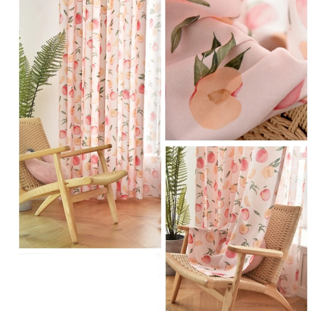 Lia Peach Garden Custom Privacy Curtain - Blackout Window Drapes for Bedroom, Living Room & Nursery - Elegant Floral Design for Home Decor