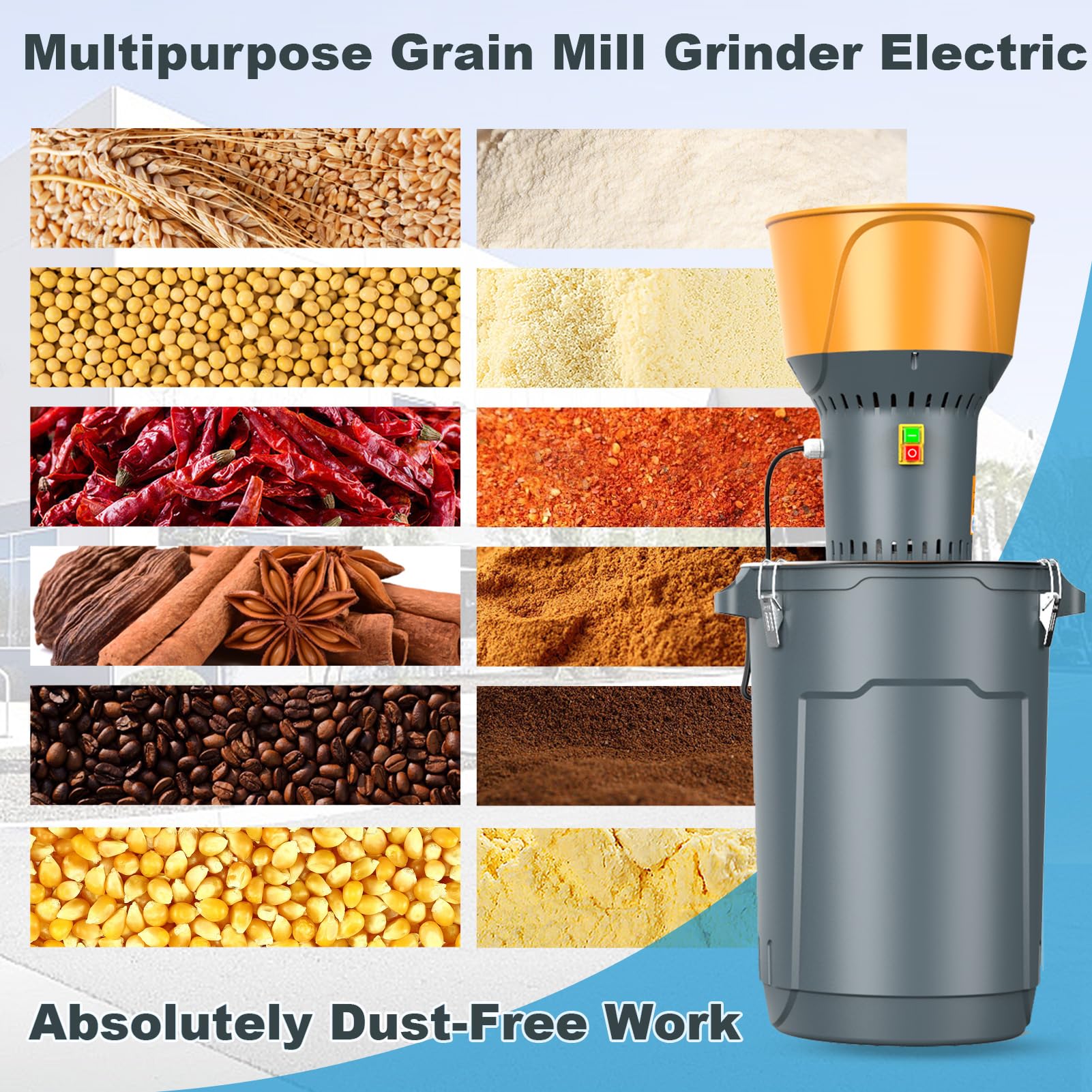 DETODDA 25L Electric Grain Mill Corn Grinder - Agricultural Grain Grinding Machine for Corn, Wheat, Feed & Flour - 5 Sizes Grinder Sieves + 1 Key - Perfect for Home Use, Farm Grain Processing & Animal Feed Preparation
