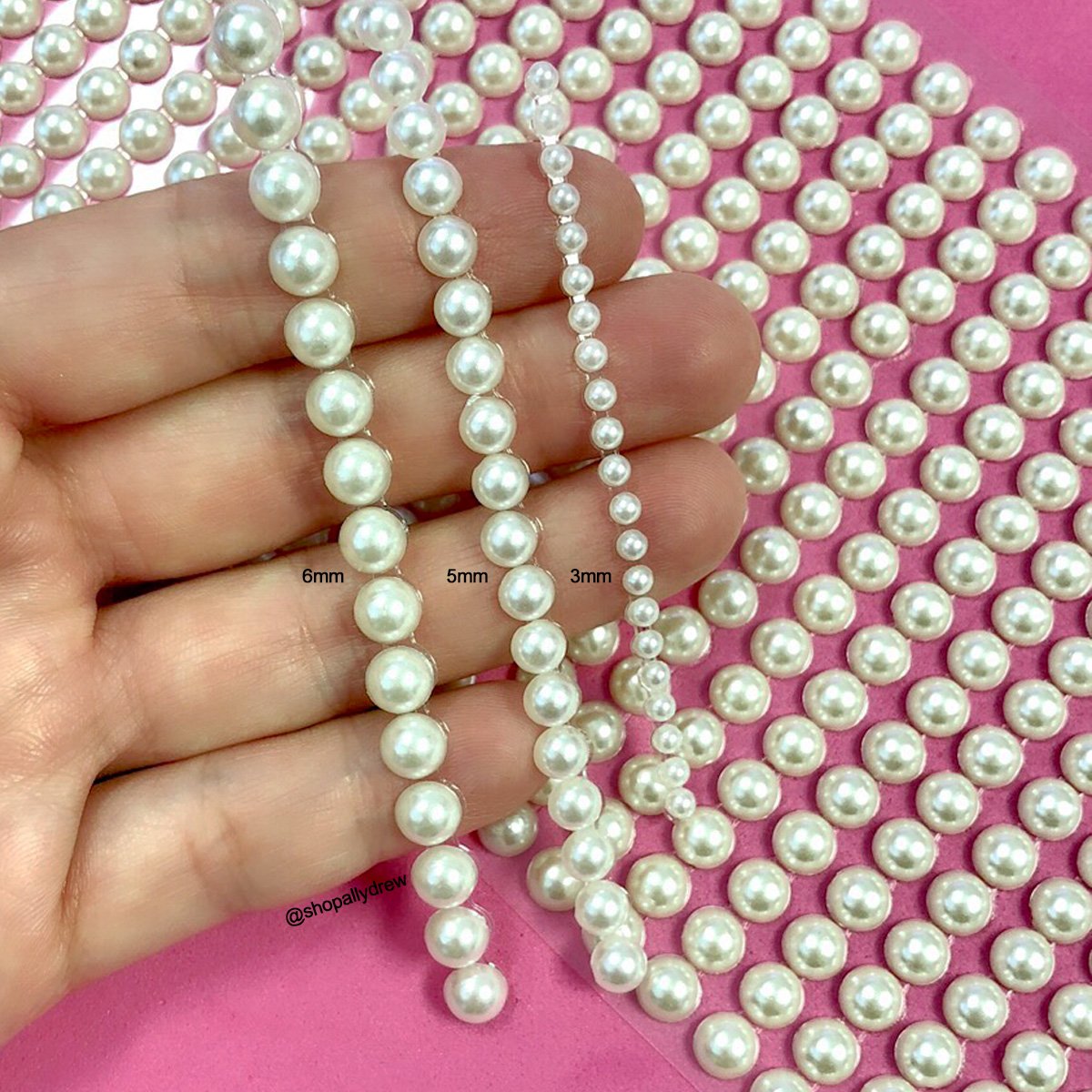 ALLYDREW 6mm Pearl Adhesive Gem Stickers - 540pcs Self-Stick Rhinestones for Nail Art, Scrapbooking, Phone Case & DIY Crafts Decoration