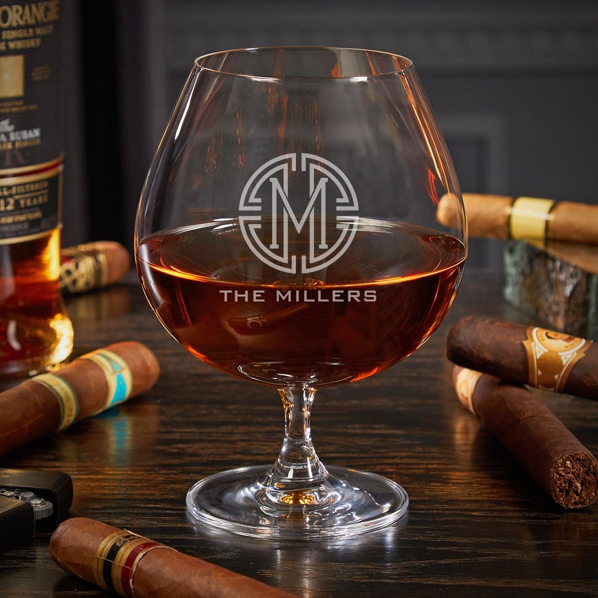 Premium Custom Cognac Gift Set in Elegant Ebony Wood Box - Perfect for Anniversaries, Corporate Gifts & Special Occasions