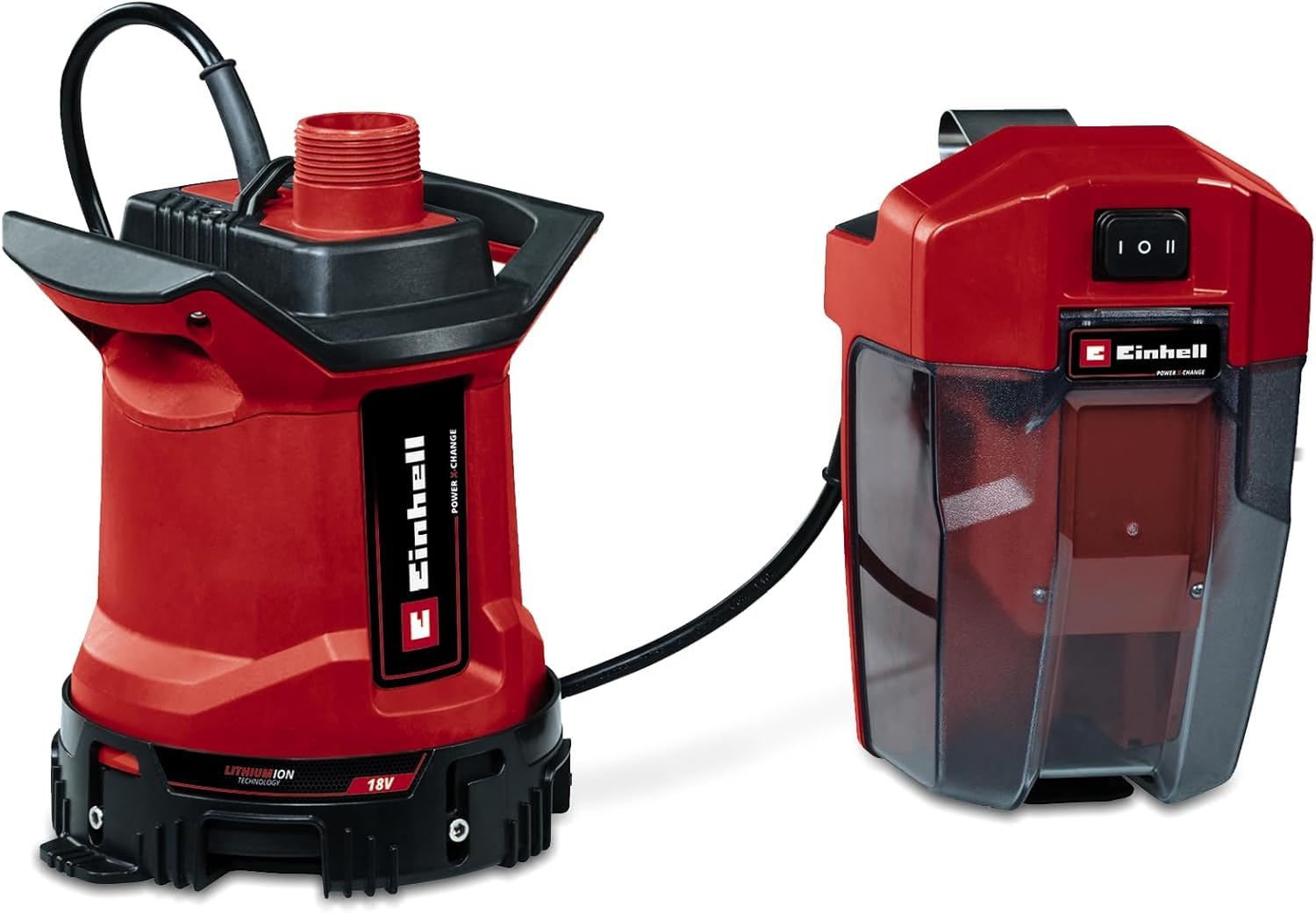 Einhell GE-DP 18/25 LL Li-Solo Power X-Change 18V Cordless Submersible Dirty Water Pump (7,000 L/H Flow Rate, Flat Suction, 5m Head, ECO & BOOST Modes, Battery Not Included) - Ideal for Basements, Construction Sites & Flooded Areas