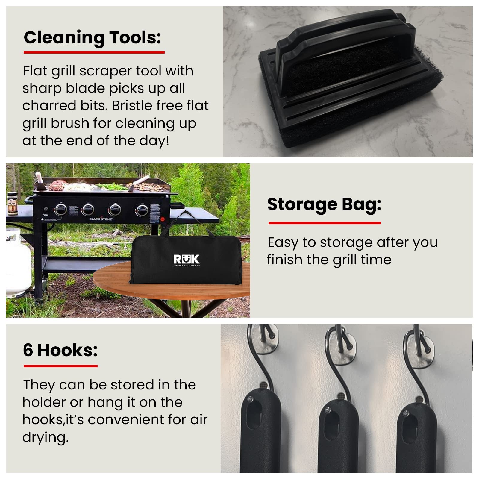 **Blackstone Griddle Accessories Kit – 20-Piece Flat Top Griddle Set with Heat-Resistant Long Handle Spatula, Scraper, Cleaning Tools & e-Cookbook – Compatible with Blackstone & Camp Chef – Perfect for Outdoor Cooking, Camping & Backyard BBQs**