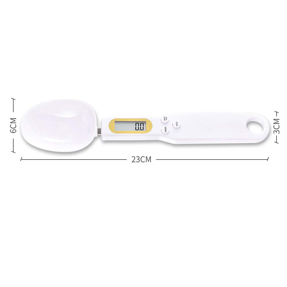 TopHomer White Digital Spoon Scale - 500g/0.1g Precision, Portable Electronic Kitchen Scale with LCD Display for Cooking, Baking, Coffee, and Food Measurement | Perfect for Home, Restaurant & Laboratory Use