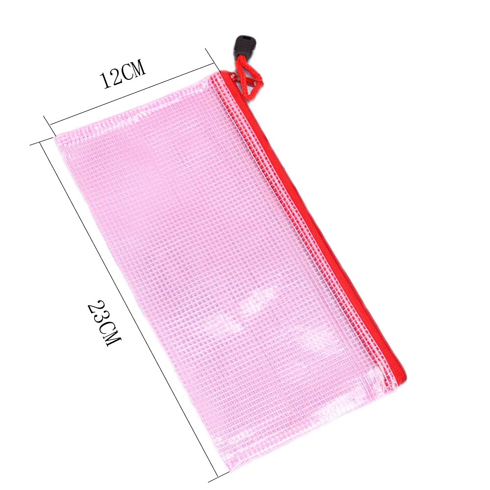 5PCS A6 Zippered Mesh Pouch - Waterproof Document Storage Bags for Office Supplies, Travel & Organization | Small Zipper Envelope File Folders for School, Home & Business Use