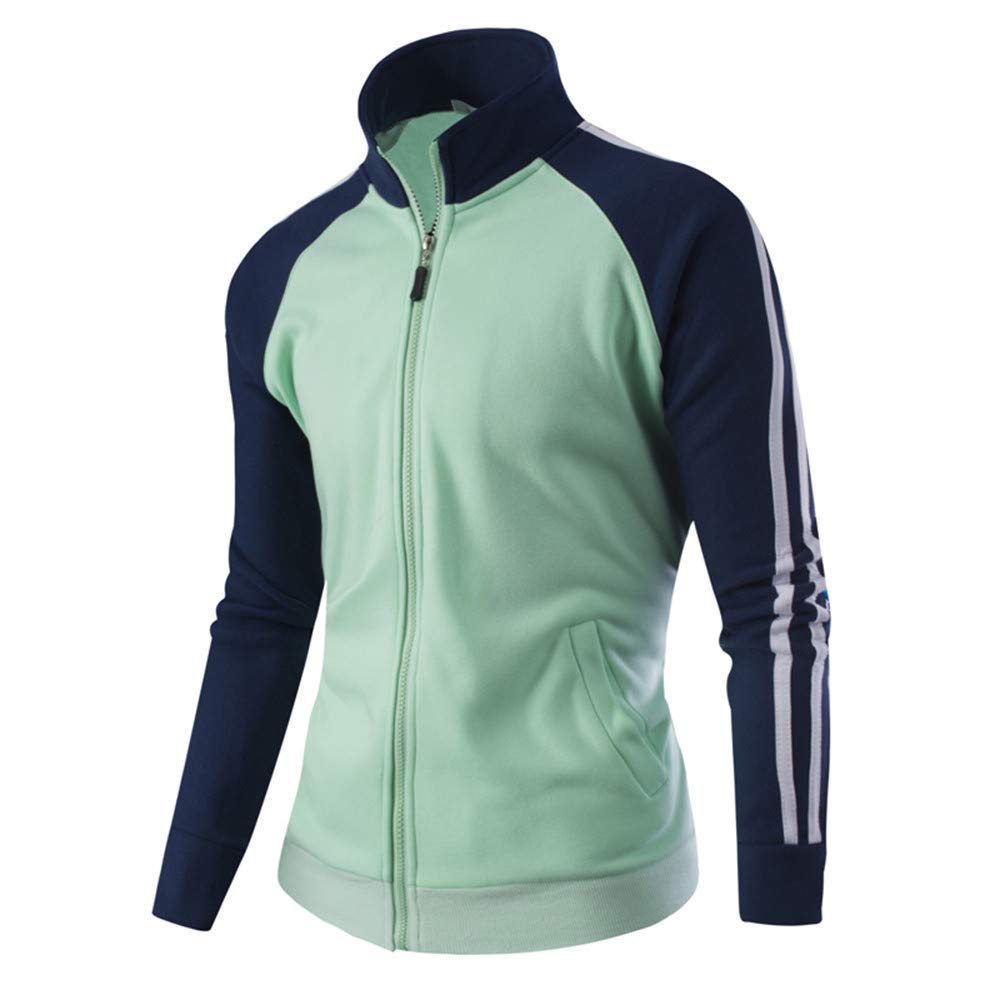 **Men's Baseball Jacket - Casual Sport Zipper Jacket with Color Block Design, Warm Coat for Outdoor Activities, Tracksuit Top for Running & Gym**    *(Use for: Baseball games, casual wear, running, gym workouts, outdoor sports, and everyday fashion)*