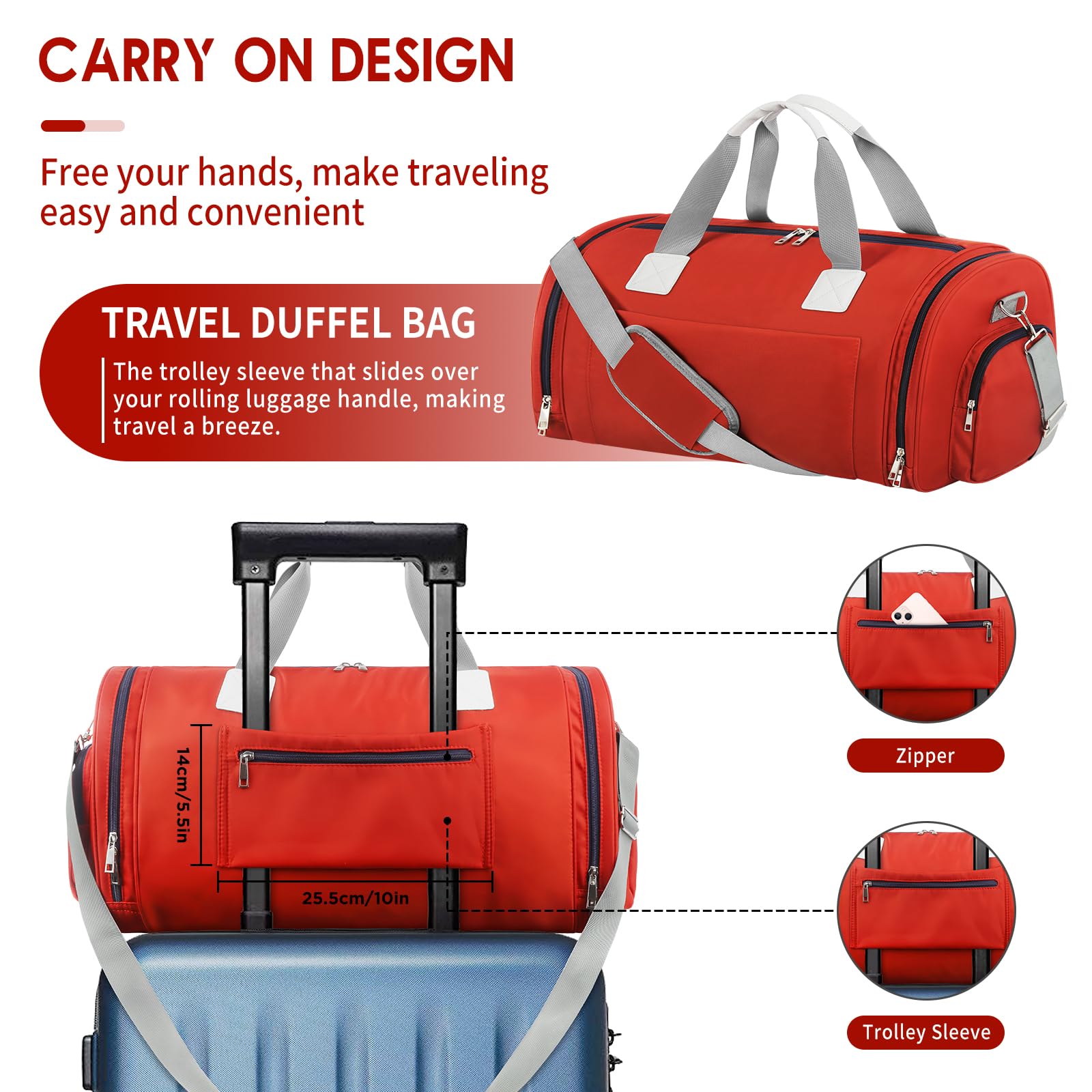 EPOGG Large Waterproof Gym Bag for Men & Women - Durable Tear-Resistant Duffel Bag with Shoe Compartment & Wet Pocket - Perfect for Travel, Workout & Sports - Adjustable Strap Carry-On Sport Bag