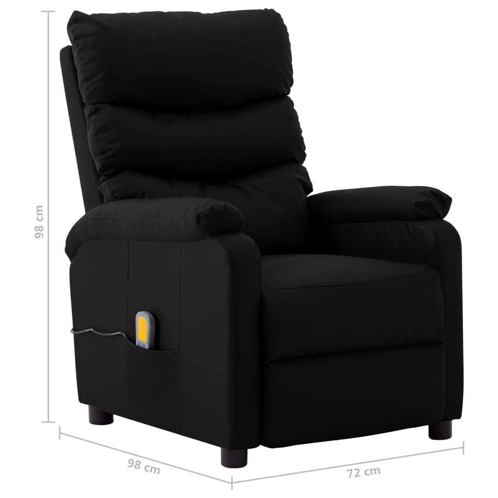 Electric Massage Recliner Chair with Heat & Vibration - Black Faux Leather Living Room & Bedroom Reclining Chair for Relaxation, Pain Relief & Home Theater Comfort