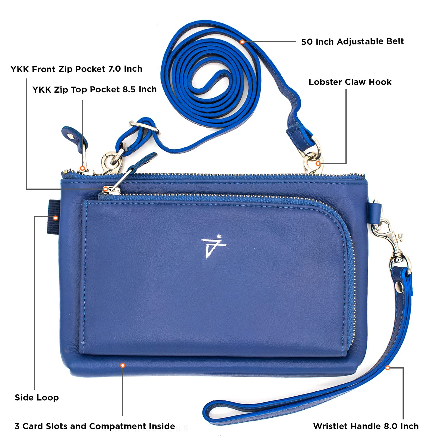 Premium Leather Waist Bags for Women - Fashionable Hip Belt Bag & Fanny Pack with Clip (J151LB, Blue) | Perfect for Travel, Running, and Everyday Use
