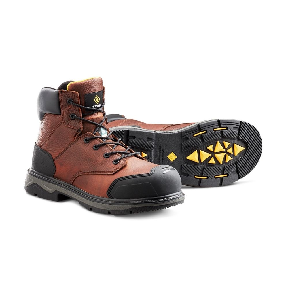 Terra Patton TR0A4NS6BRN Unisex Steel Toe Work Boots - CSA Certified Safety Shoes for Construction & Industrial Work (Brown)