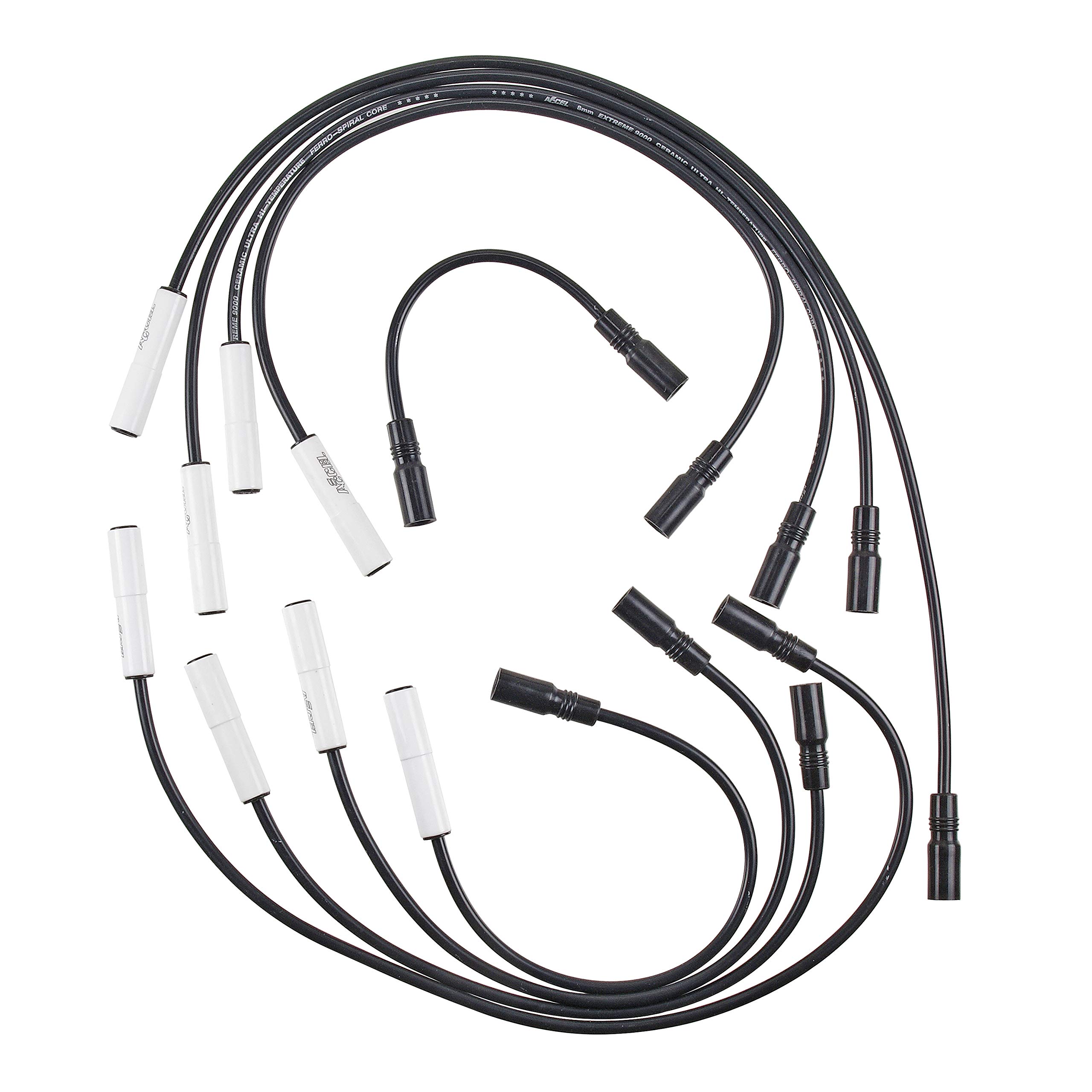 ACCEL 9043C Extreme 9000 High Performance Spark Plug Wire Set with Ceramic Boot - Compatible with GM Vehicles - Ideal for Racing, Off-Road & High-Temperature Engine Applications