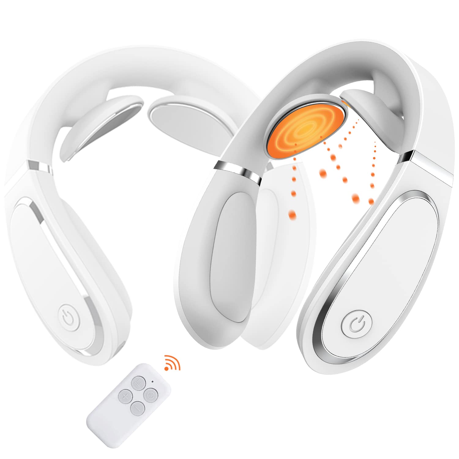 Electric Neck Massager with Heat for Pain Relief - Rechargeable & Remote Control - Perfect for Home, Office, and Travel Use