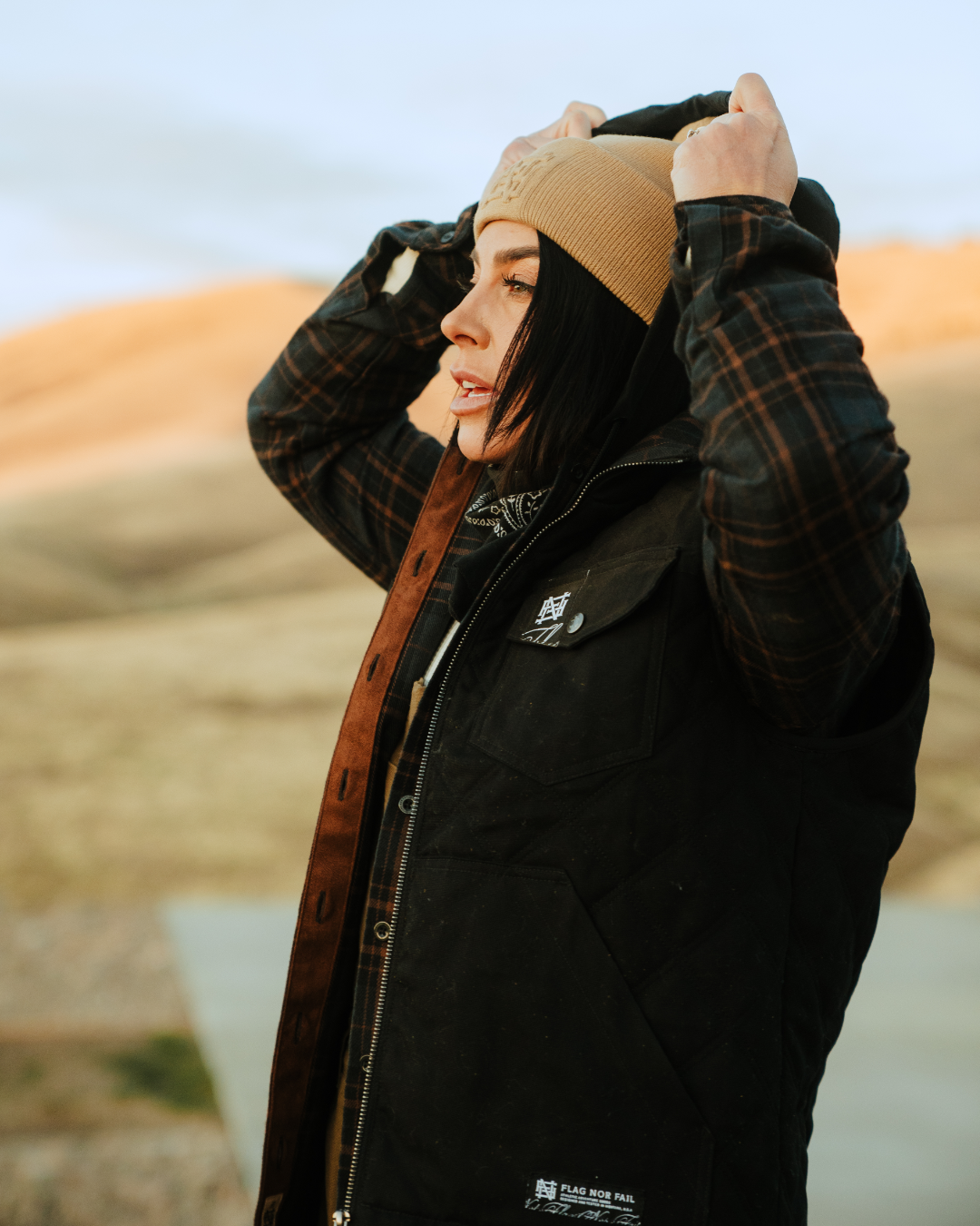 Embroidered Knit Beanie Hat for Men & Women - Light Tan Winter Warm Fleece Lined Skull Cap - Perfect for Outdoor Activities, Hiking, and Cold Weather Fashion