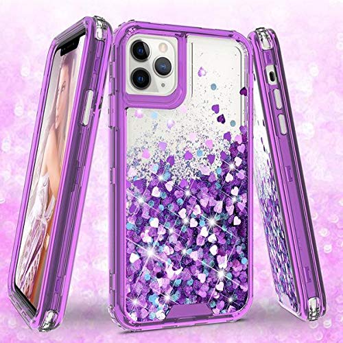 **Galaxy Wireless Phone Case Compatible with iPhone 12 Pro Max - Hard Clear Glitter Liquid Waterfall Heavy Duty Protective Cover for Women & Girls (Purple) - Perfect for Everyday Use, Travel & Style**