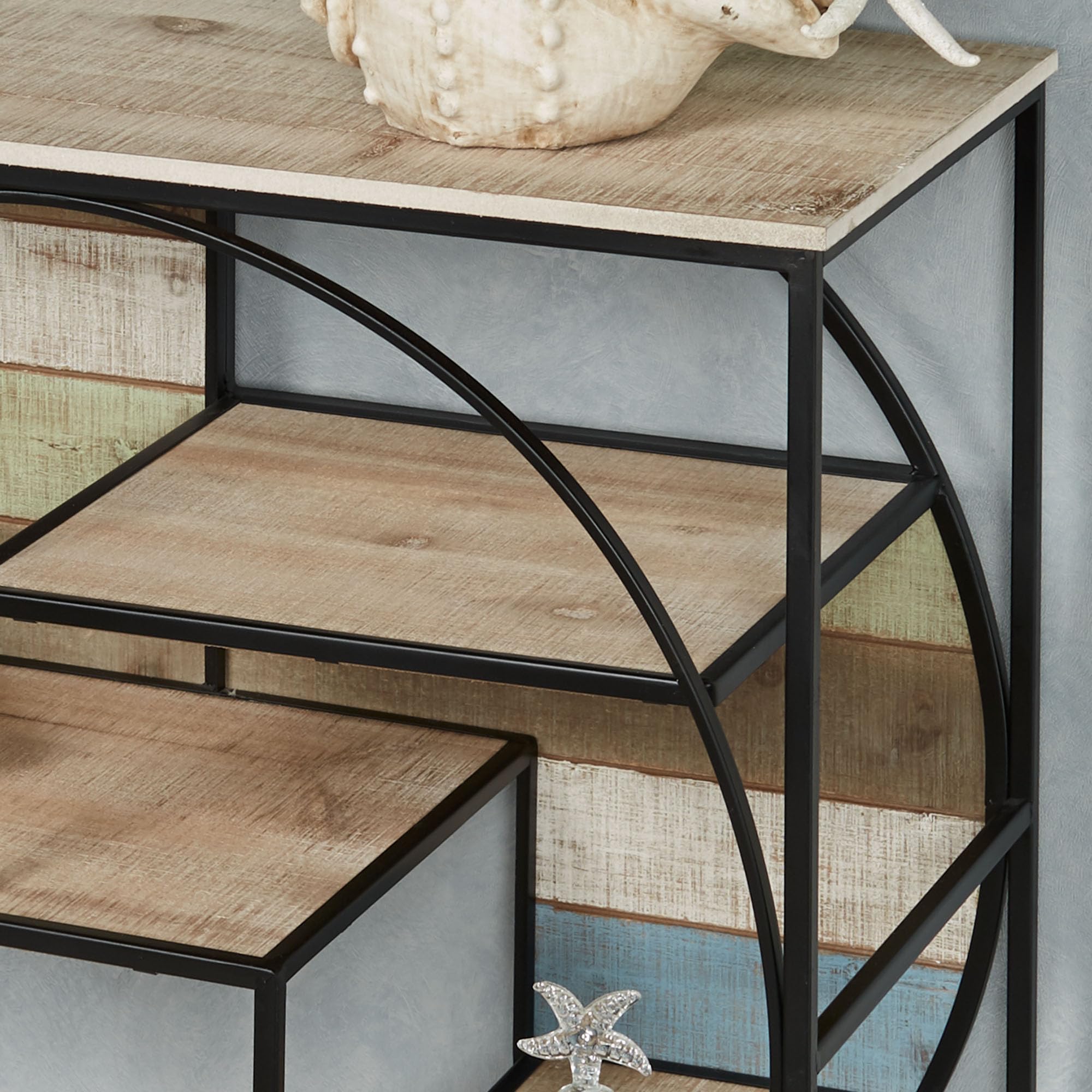 Delray Coastal Console Table - Wooden & Metal Entryway Table in Blue, Natural, Seafoam, White, Black - Seaside Theme Display Shelf for Living Room, Bedroom, Kitchen Furniture - Perfect for Beach House Decor & Coastal Home Styling