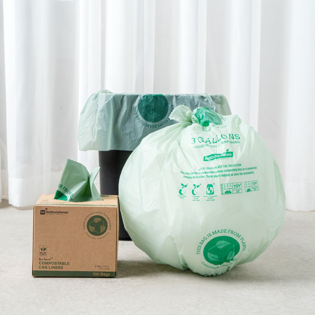 Eco-Friendly 3 Gallon Green Compostable Trash Bags - 100 Count Biodegradable Plastic Can Liners for Kitchen, Office & Outdoor Waste Disposal