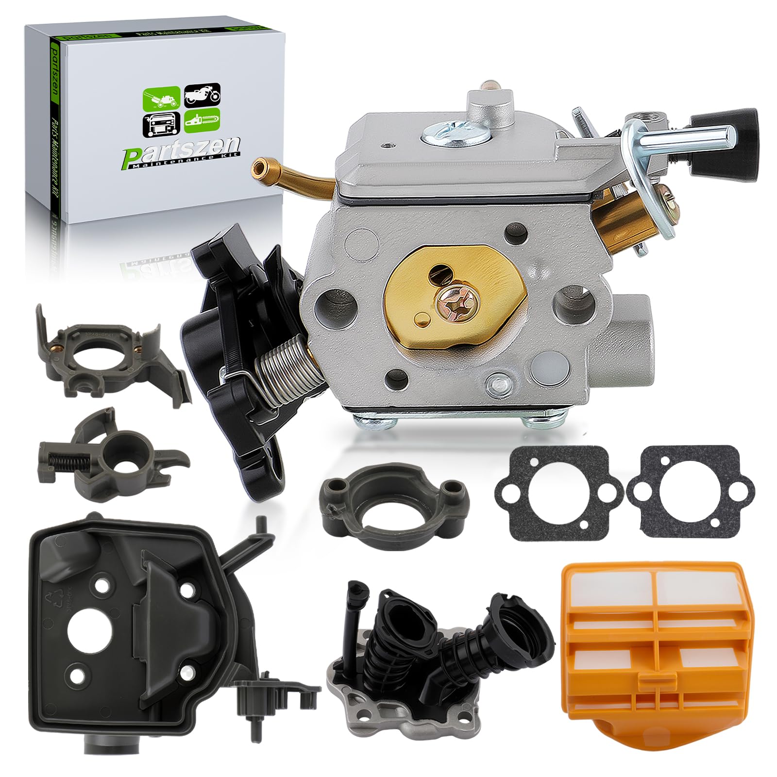 Husqvarna 445 450 445e Chainsaw Carburetor Replacement (544080803) - Compatible with 544082301 & 506450401 - Includes Air Filter & Intake Manifold - Perfect for Chainsaw Repair & Maintenance