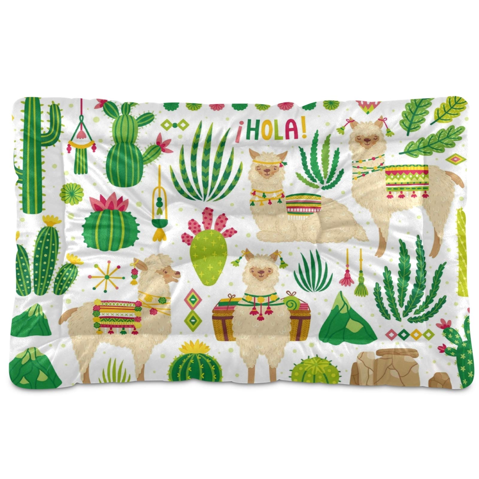 KEEPREAL Llama Dog Bed & Cat Bed - Ultra Soft Rectangle Pet Bed for Small & Medium Dogs (24x18in) - Calming Comfort for Anxiety Relief | Perfect for Crates, Living Rooms & Bedrooms