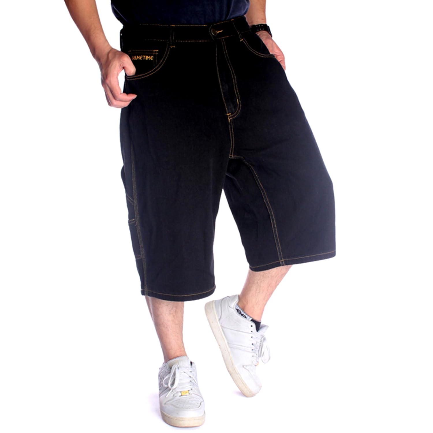 EnllerviiD Men's Loose Fit Carpenter Jean Shorts - Casual Baggy Denim Shorts for Skateboarding & Street Dance | Comfortable Summer Wear for Outdoor Activities