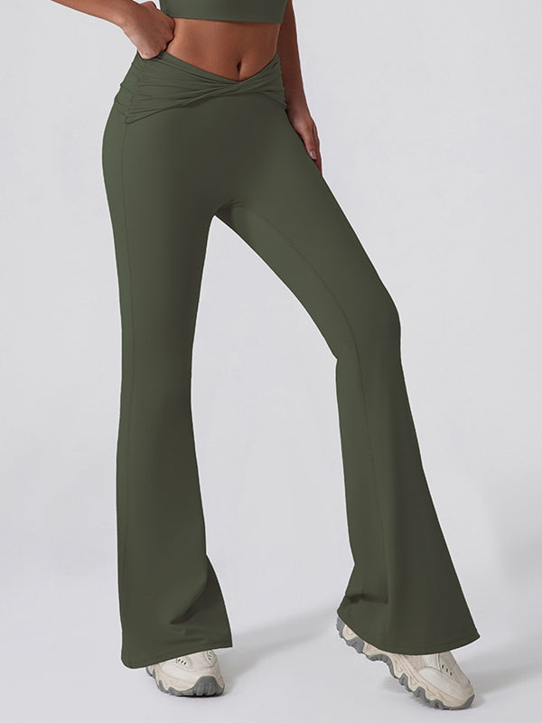 ZASUWA High Waisted Yoga Leggings for Women - Tummy Control Workout Pants with Twist Flare Design, Perfect for Gym, Running & Casual Wear