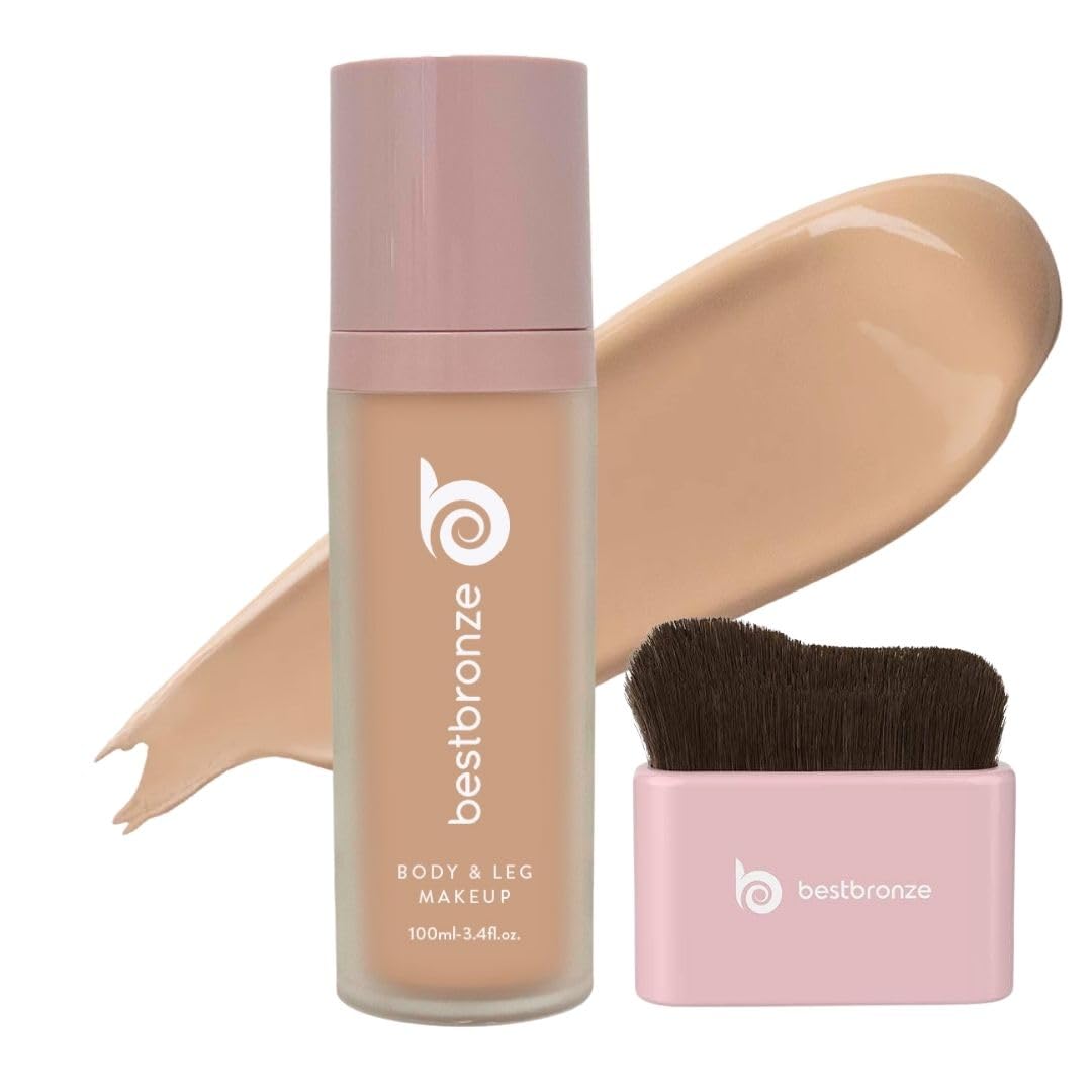 Best Bronze Bombshell Body & Leg Makeup Kit - Waterproof Leg Concealer with Foundation Brush - Full Coverage Body Makeup for Scars, Veins & Blemishes (Shade N7) | Perfect for Weddings, Photos & Special Occasions
