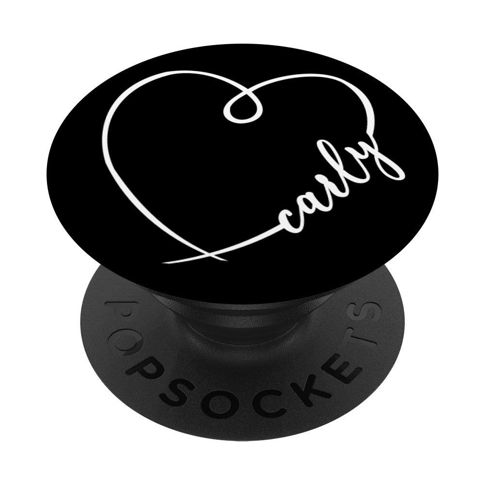 Minimalist Heart Calligraphy Carly Name PopSockets - Phone & Tablet Grip Stand with Pretty Drawing | Perfect for Daily Use, Travel, and Work