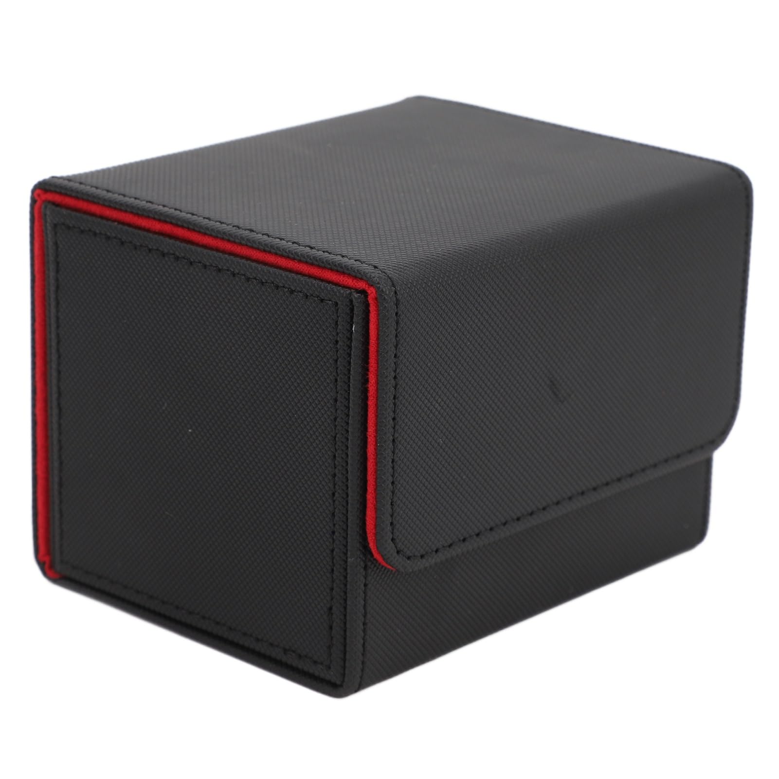 Premium Playing Card Storage Box - ScratchProof Magnetic Lid Deck Holder for Tarot, Poker & Collectible Cards (Black/Red) - Perfect for Game Nights, Travel & Card Collection Organization