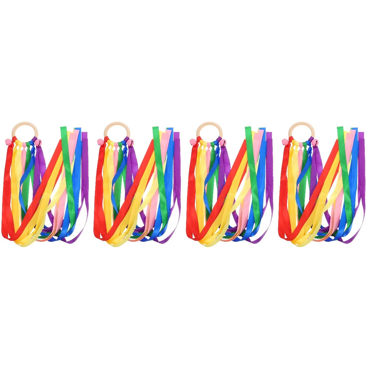 PRETYZOOM 4 Pack Rainbow Ribbon Streamer Toys for Kids - Colorful Early Learning & Educational Dance Toys for Toddlers - Perfect for Birthday Parties, Dance Performances & Outdoor Play