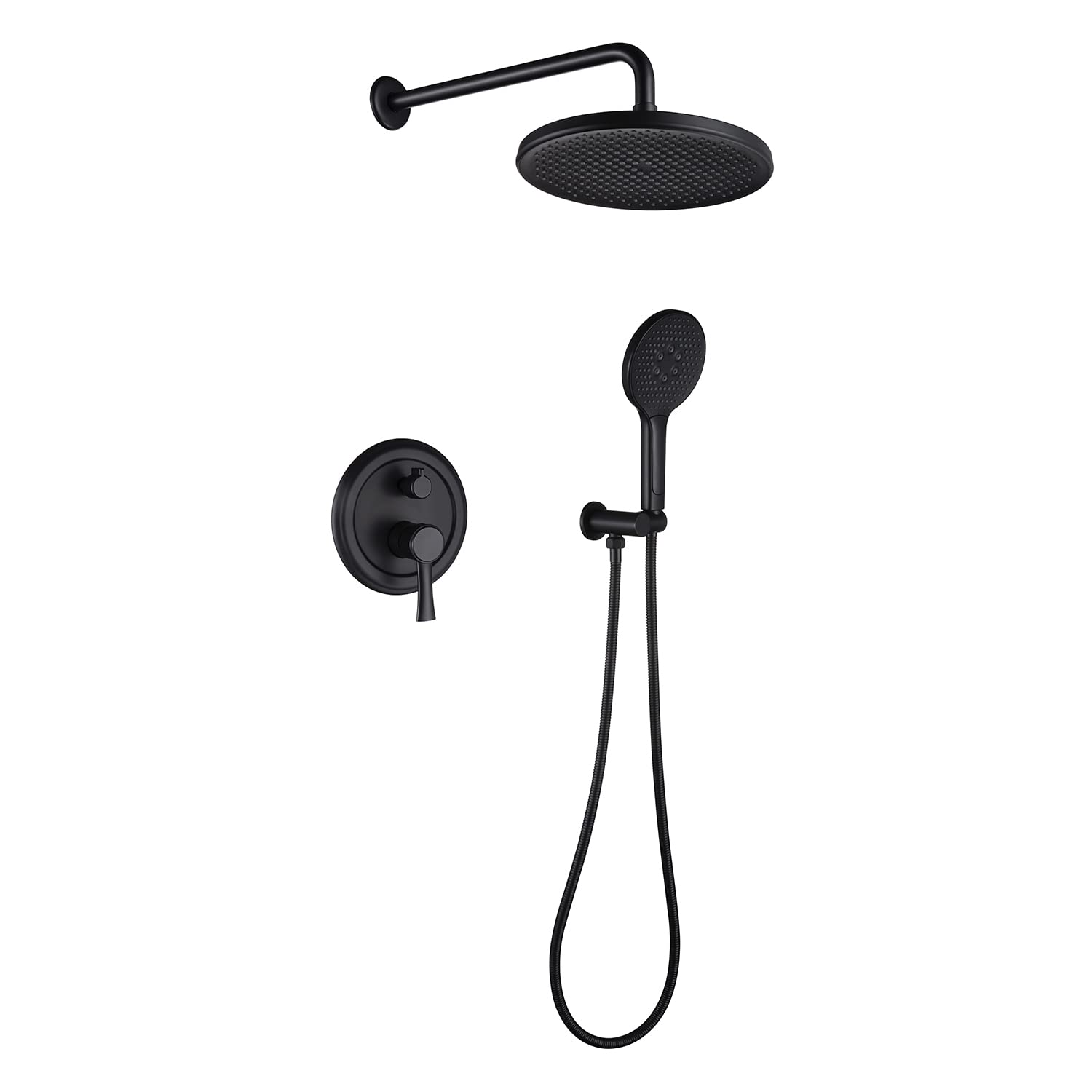 Premium Matte Black Rainfall Shower System - 10 Inch Rain Shower Head with Handheld Sprayer - Luxury Wall Mounted Bathroom Faucet Set - Complete Shower Combo for Spa-Like Experience at Home