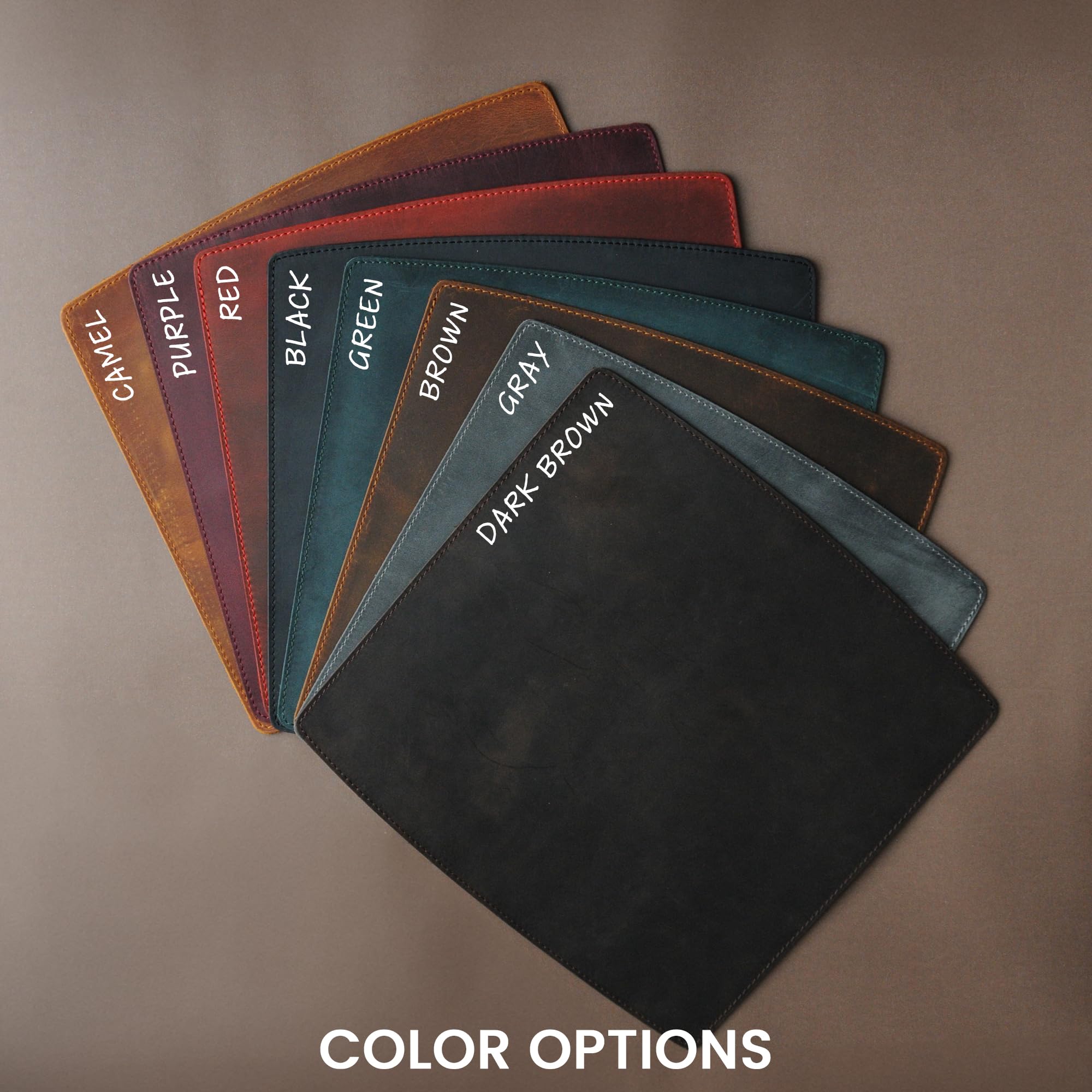 Handmade Personalized Leather Mouse Pad - Premium Office Desk Accessory for Computer & Laptop - Protective Leather Mouse Mat (Camel Brown) - Perfect for Home Office, Gaming & Workspace Setup