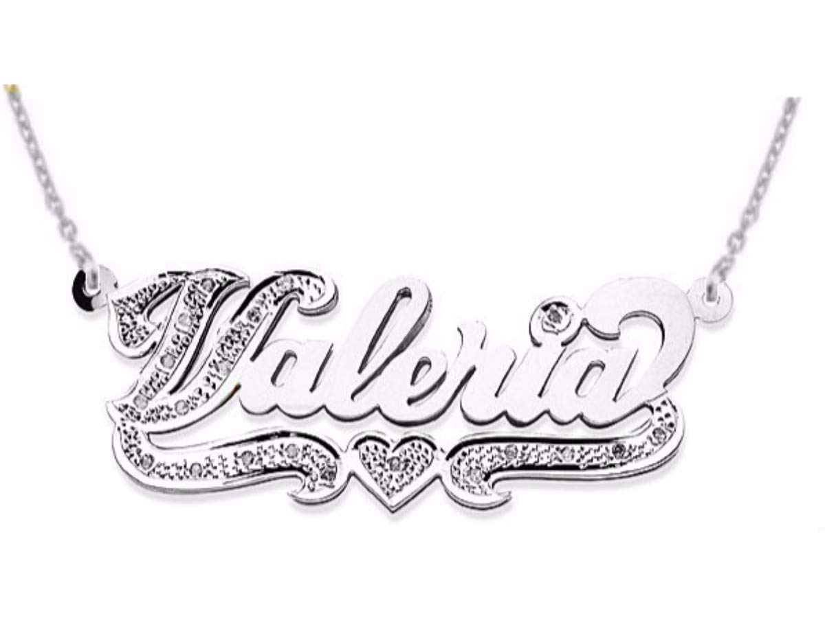 Rylos 14K Yellow Gold & White Gold Personalized Diamond Nameplate Necklace for Women & Men - High Polish Custom Engraved Jewelry - Perfect for Gifts, Anniversaries & Special Occasions